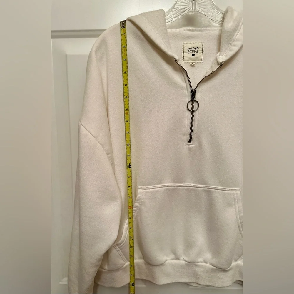 Women’s Eggshell Quarter-Zip Hoodie Sweatshirt Size Large - Picture 5 of 5